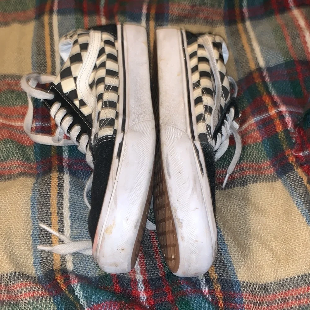 Vans Off The Wall Old Skool Sneakers Checkered Black White Sued - Picture 2 of 8